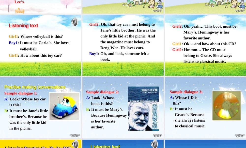 九年级英语Unit5ItmustbelongtoCarla新课标人教版