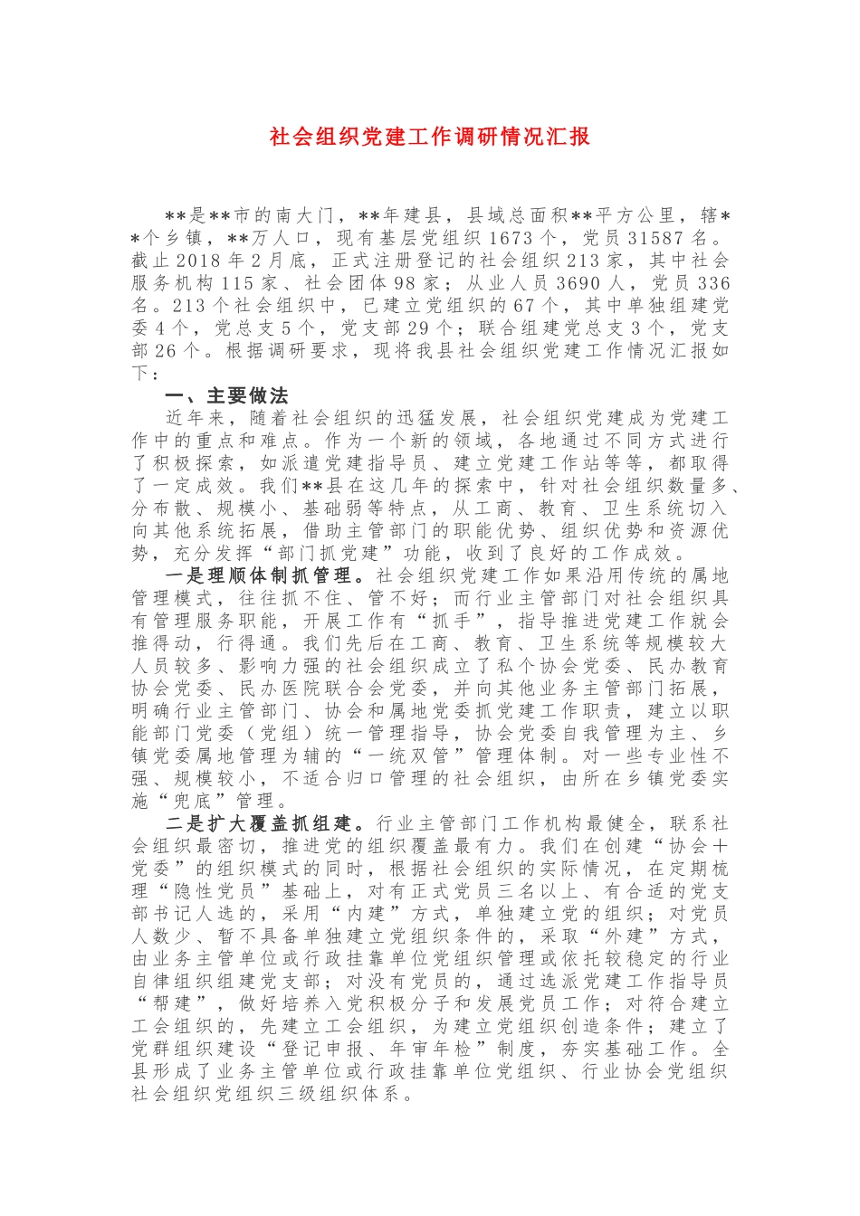 社会组织党建工作调研情况汇报_第1页