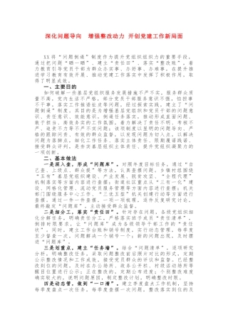 深化问题导向 增强整改动力 开创党建工作新局面