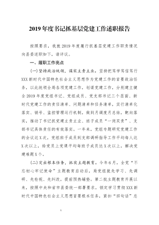 分享2019年度书记抓基层党建工作述职报告3