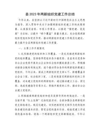 县2023年两新组织党建工作总结