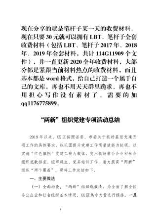 笔友分享两新组织党建专项活动总结
