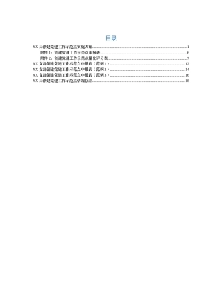 创建党建工作示范点资料（方案+申报范例+评分表+总结）