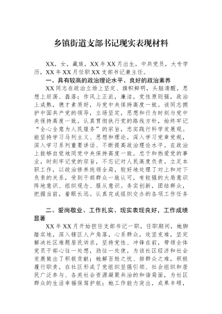 乡镇街道支部书记现实表现材料