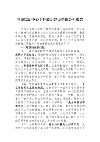 乡镇综治中心主任政治建设情况分析报告