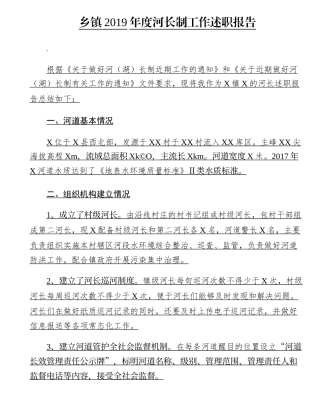 乡镇2019年度河长制工作述职报告 (1)