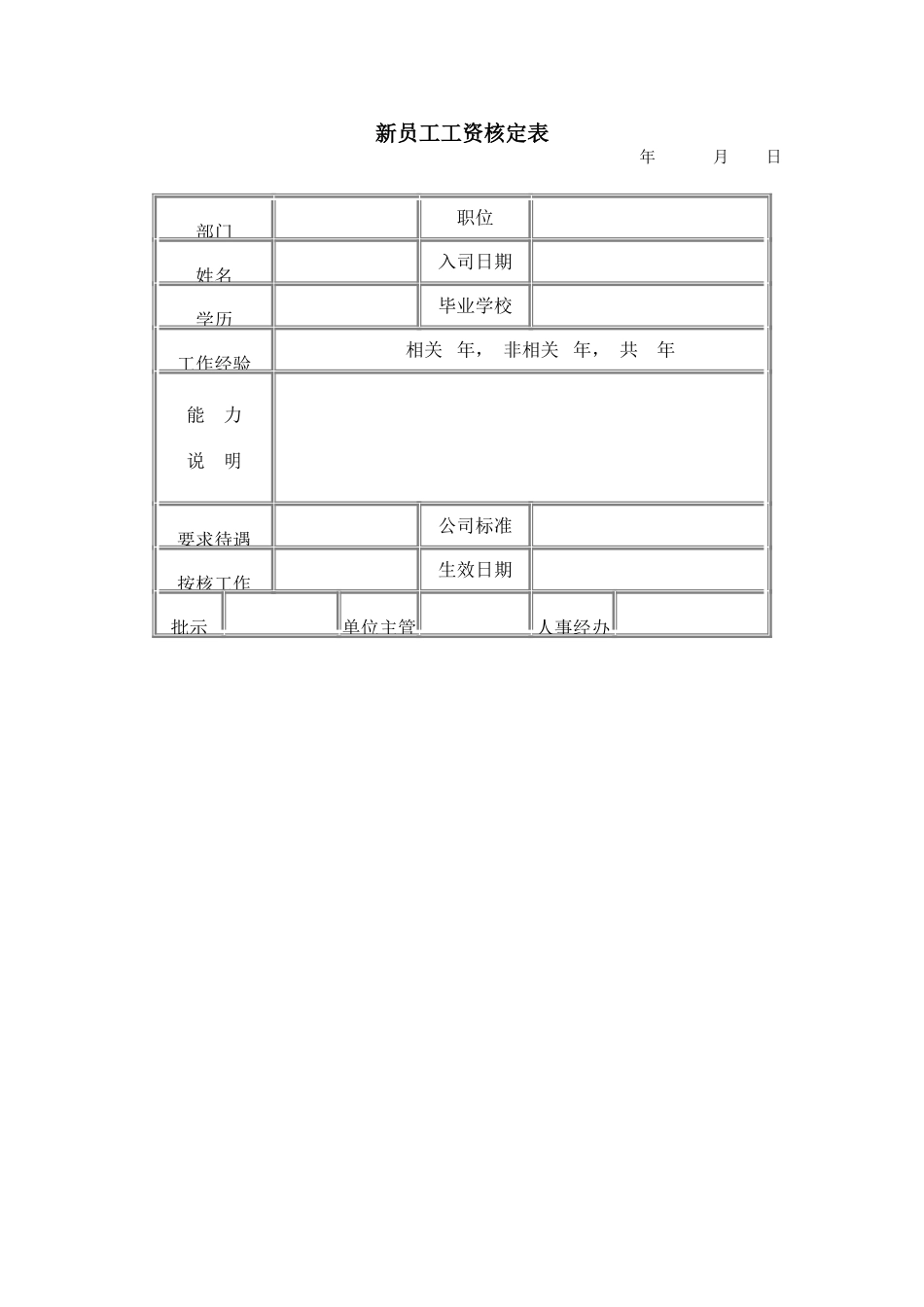 新员工工资核定表_第1页