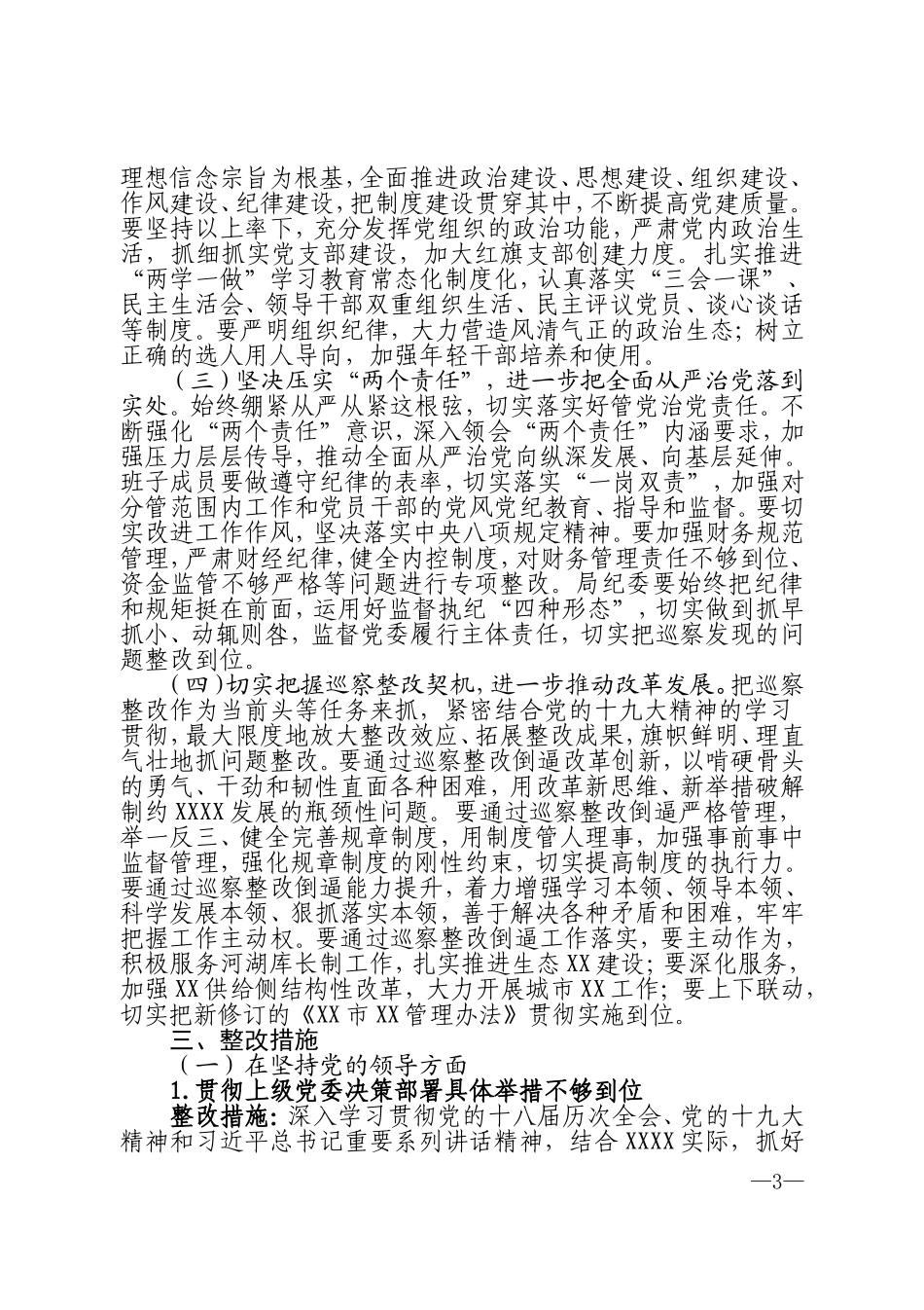 巡察组巡察反馈意见整改方案的报告_第3页