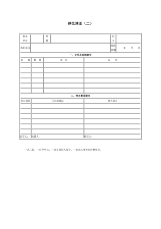 移交清册（二）