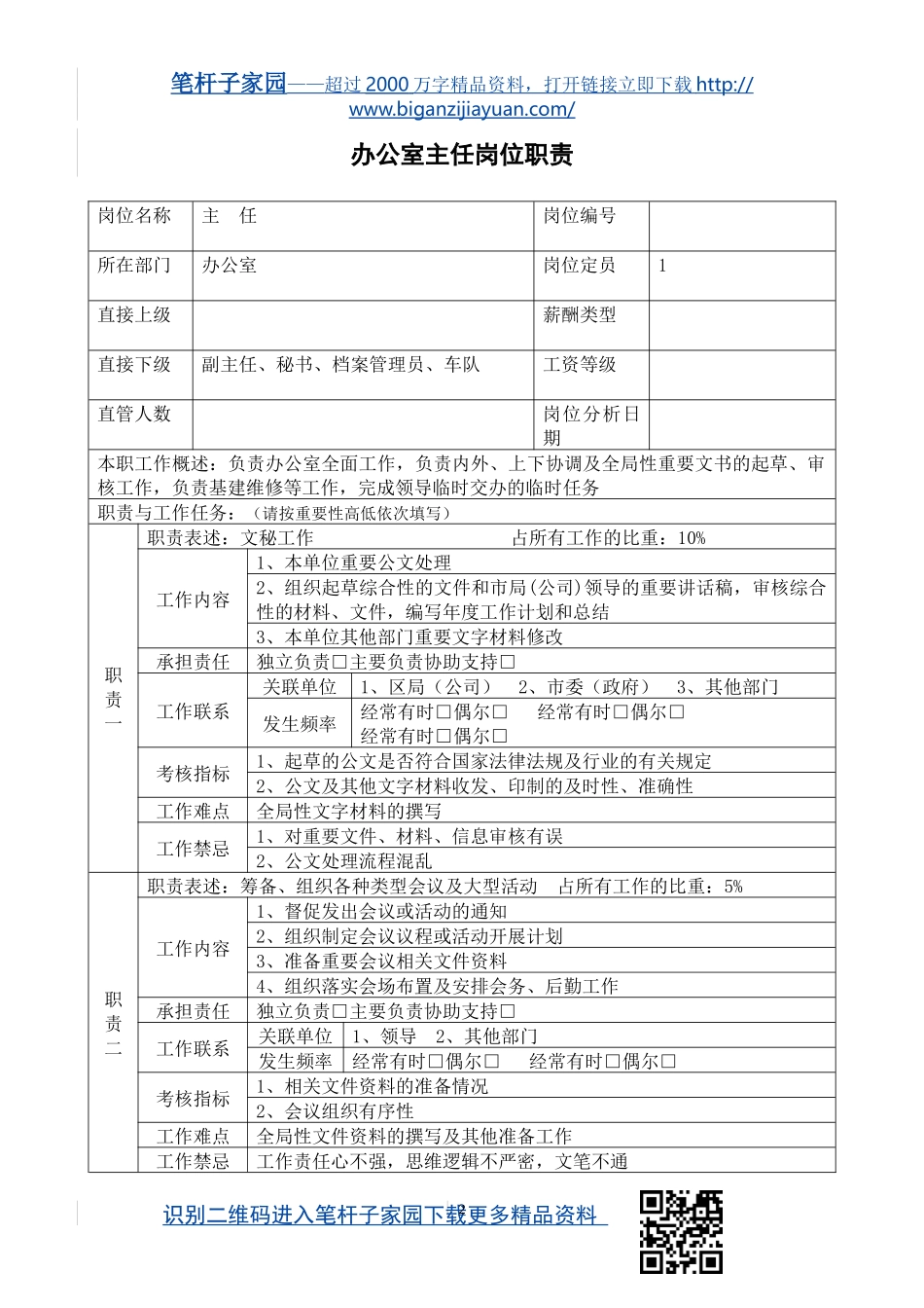 【职场文档】办公室人员岗位职责_第2页