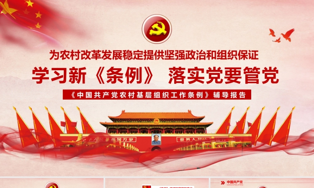 《中国共产党农村基层组织工作条例》辅导报告（PPT）