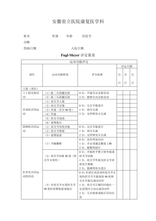 (完整word版)FuglMeyer评定量表