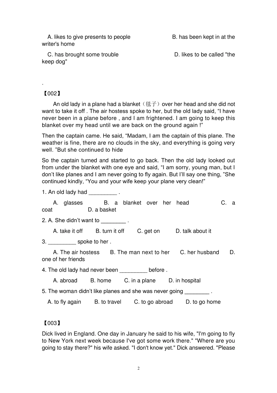 (完整word版)初中英语阅读理解100篇_第2页
