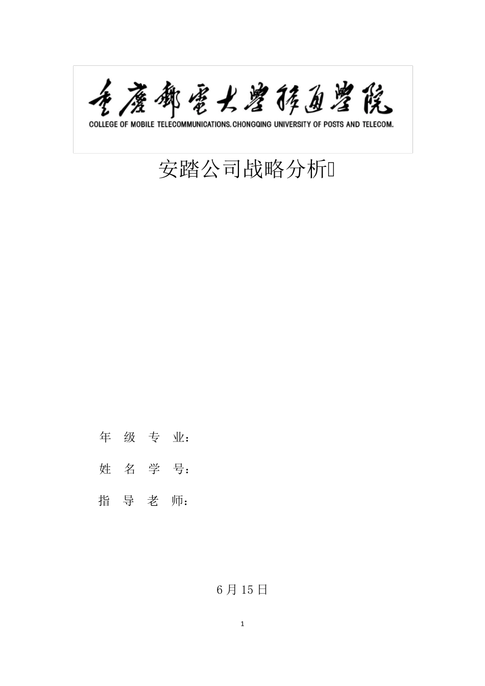 (战略管理)企业战略管理课程设计_第1页