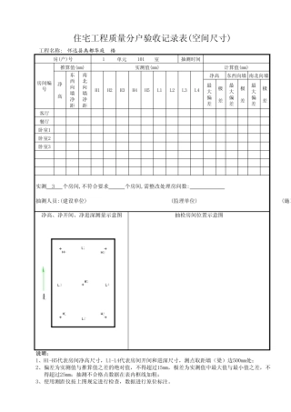 (新样本)住宅工程质量分户验收记录表(空间尺寸)
