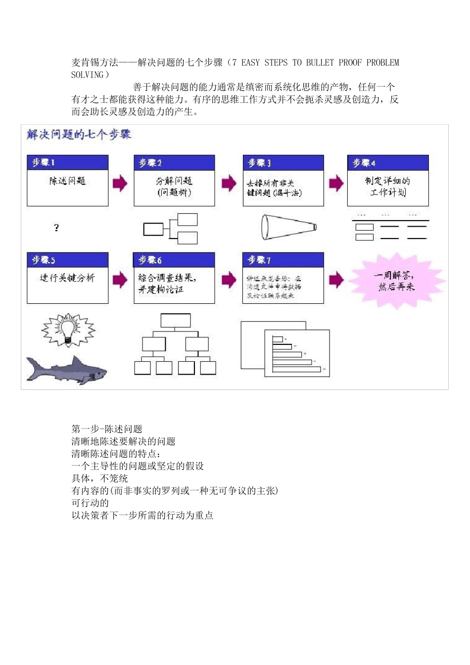 (最有效的解决问题的方法)麦肯锡方法——解决问题的七个步骤_第1页