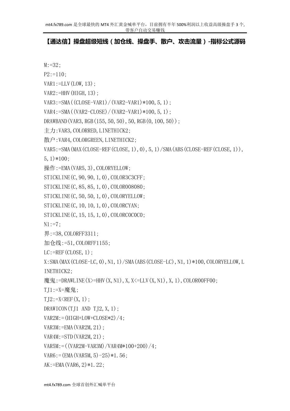 (简体)[股票指标公式下载][通达信]操盘超级短线(加仓线、操盘手、散户_第1页