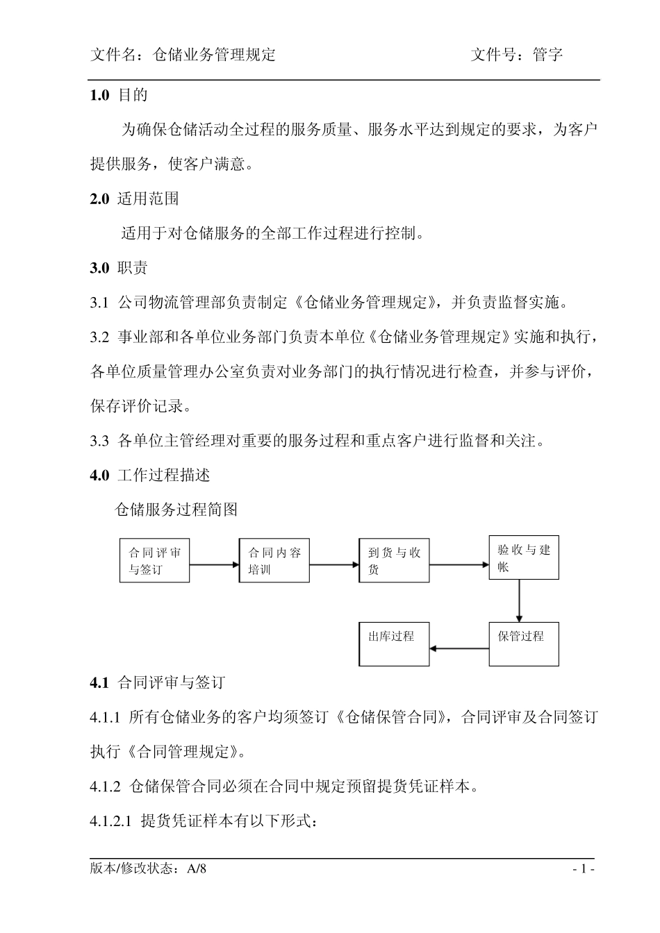 (管字007)仓储业务管理规定_第1页