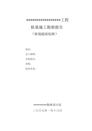 (超前钻)钻探报告