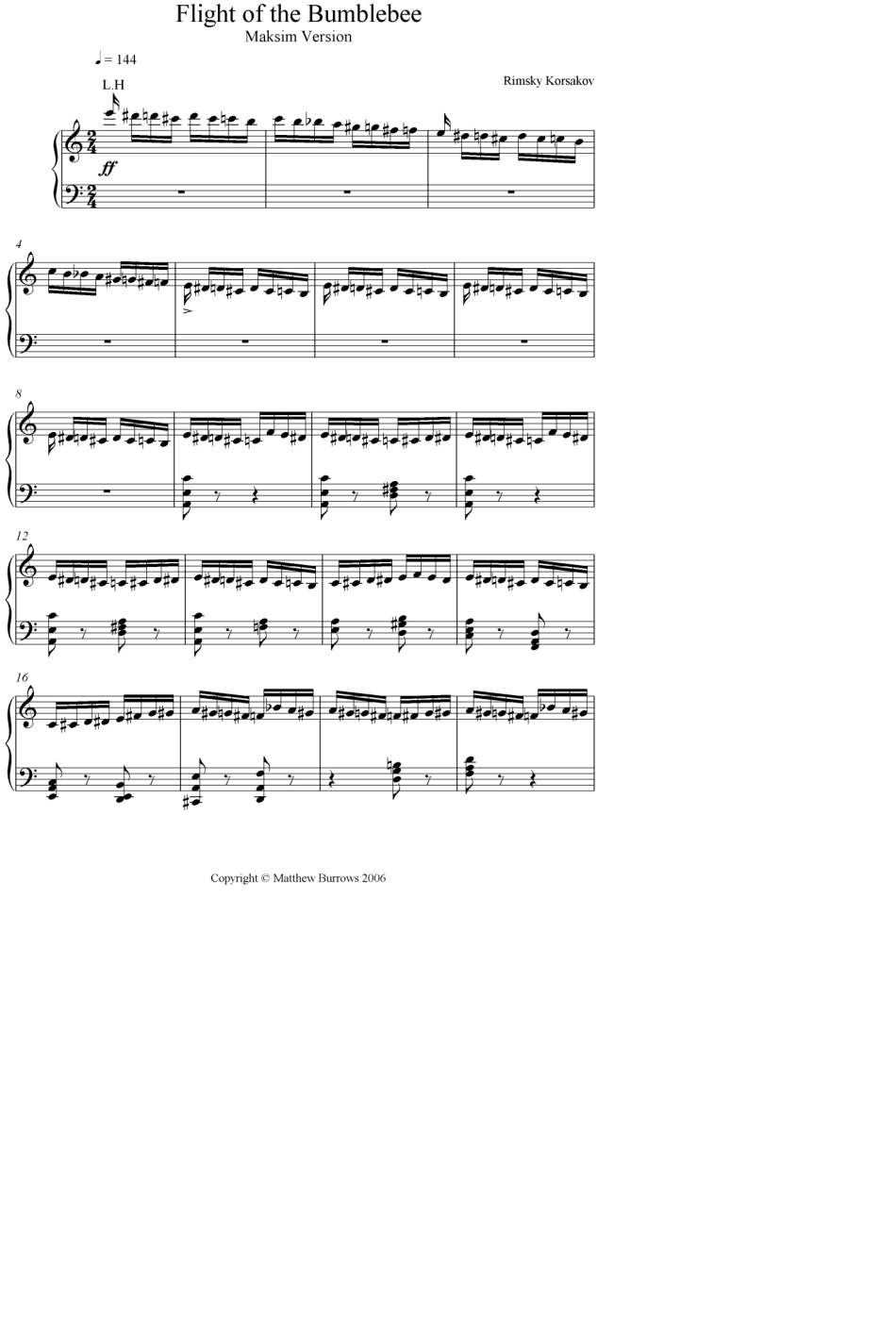(马克西姆)flightoftheblumblebee野蜂飞舞原版五线谱钢琴谱正谱_第1页