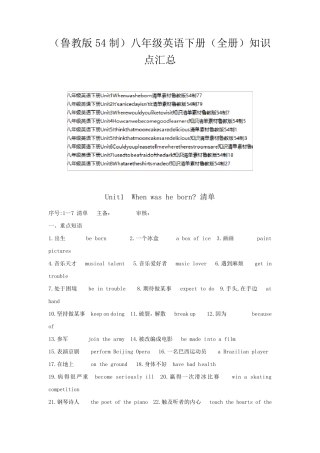 (鲁教版54制)英语八年级下册知识点(全书)