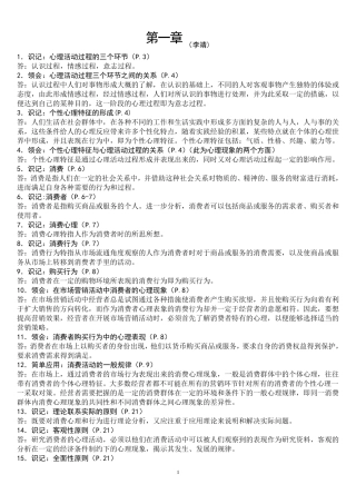 00177消费心理学考点复习资料(考纲顺序整理)
