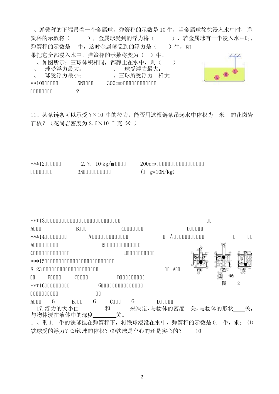 01初三物理浮力经典习题_第2页