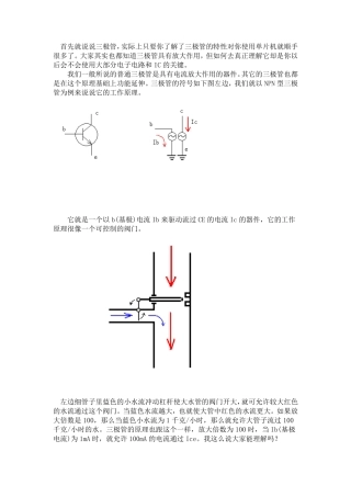 NPN型三极管为例来说说它的工作原理