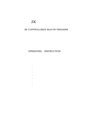 NZK系列可控硅触发器使用手册