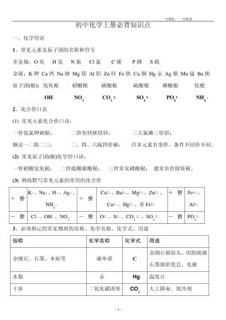 n人教版_初三化学上册必背知识点(精华).