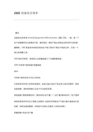 OEE设备综合效率