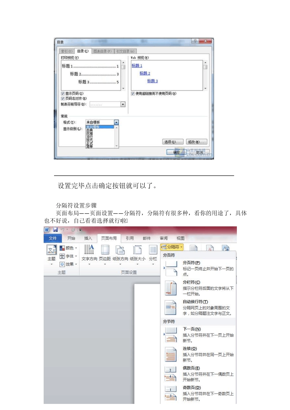 officeword2010插目录、分隔符及页码技巧_第3页