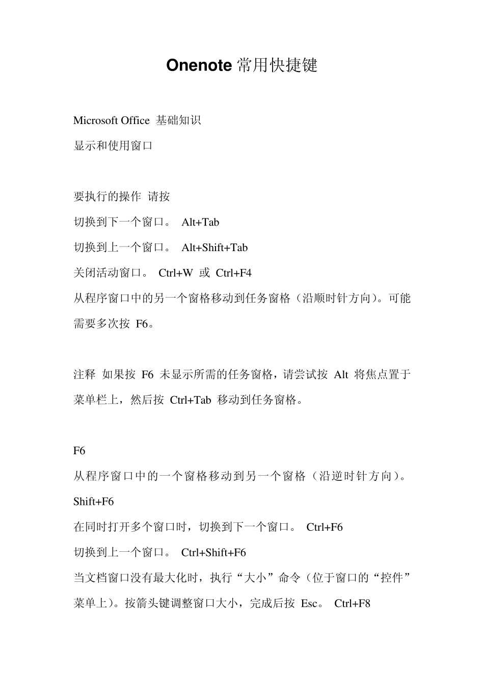 Onenote常用快捷键_第1页