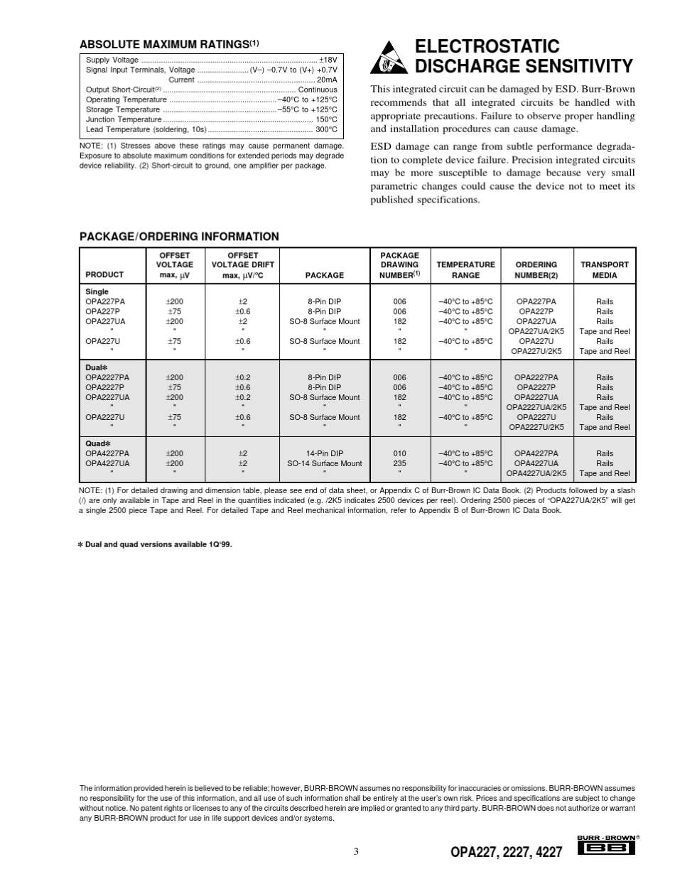 OPA227高精度低噪声运放_第3页