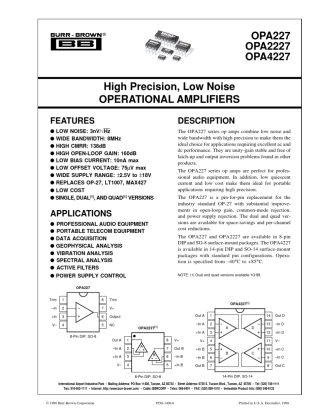 OPA227高精度低噪声运放