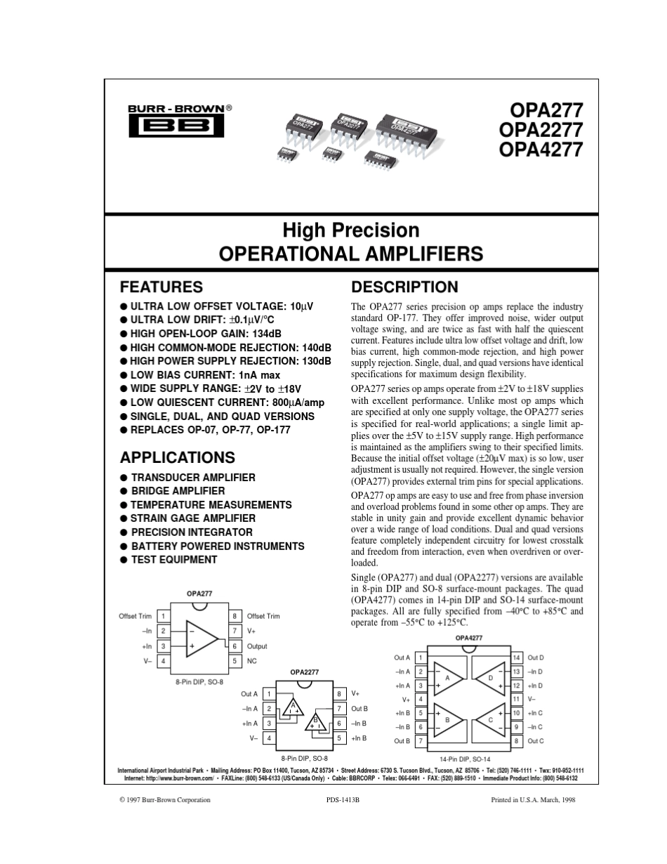 opa277_高精度运算放大器_第1页