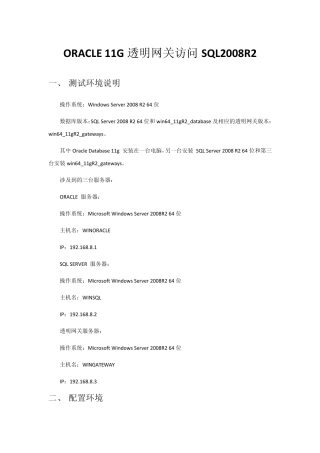 ORACLE11G透明网关访问SQL2008R2