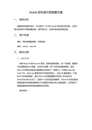 oracle双机部署方案