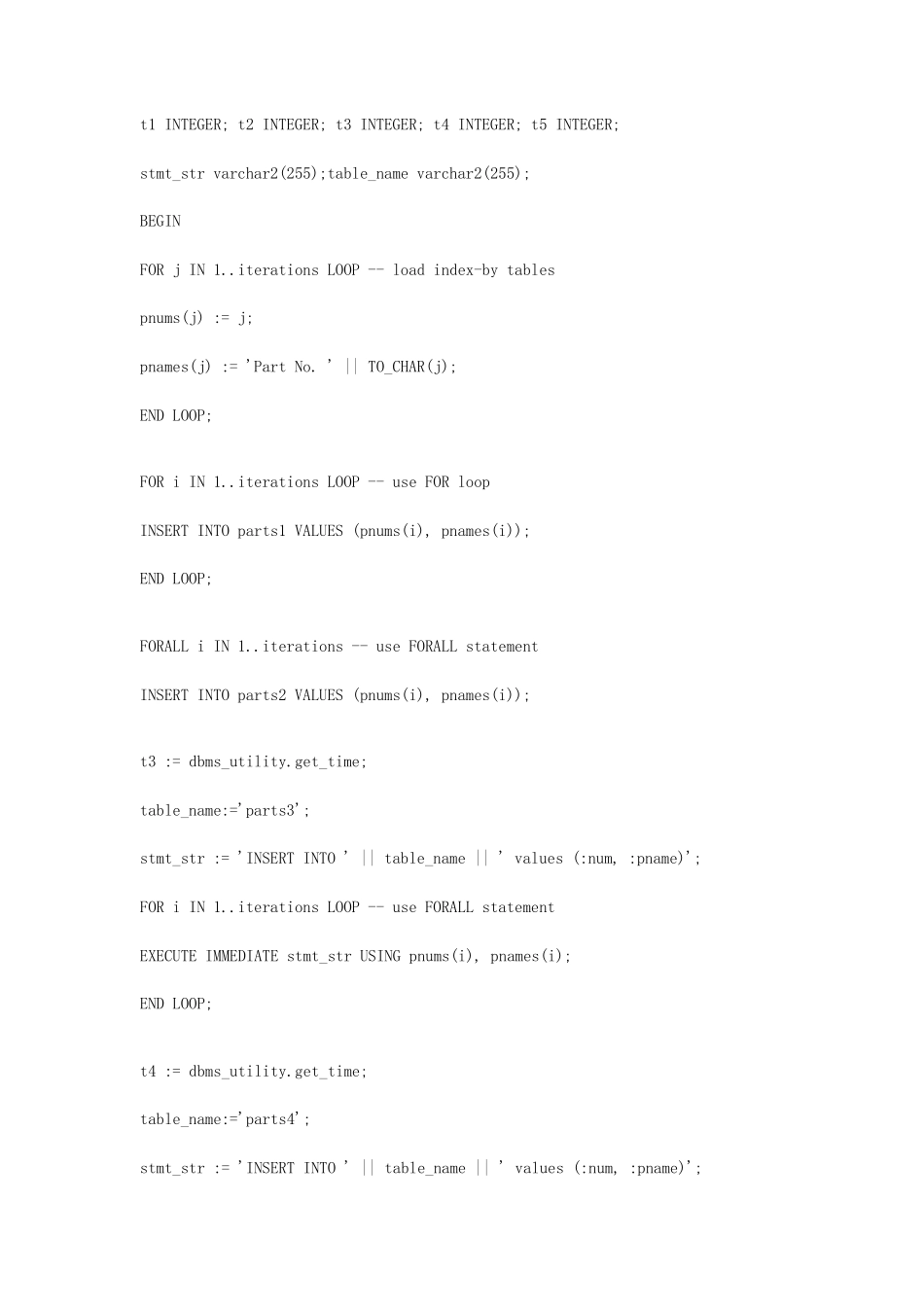 oracle批量绑定forallbulkcollect用法以及测试案例_第3页