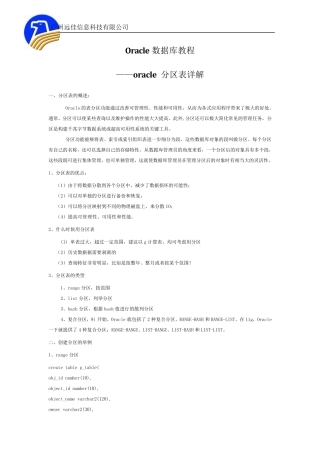 Oracle数据库教程——oracle分区表详解