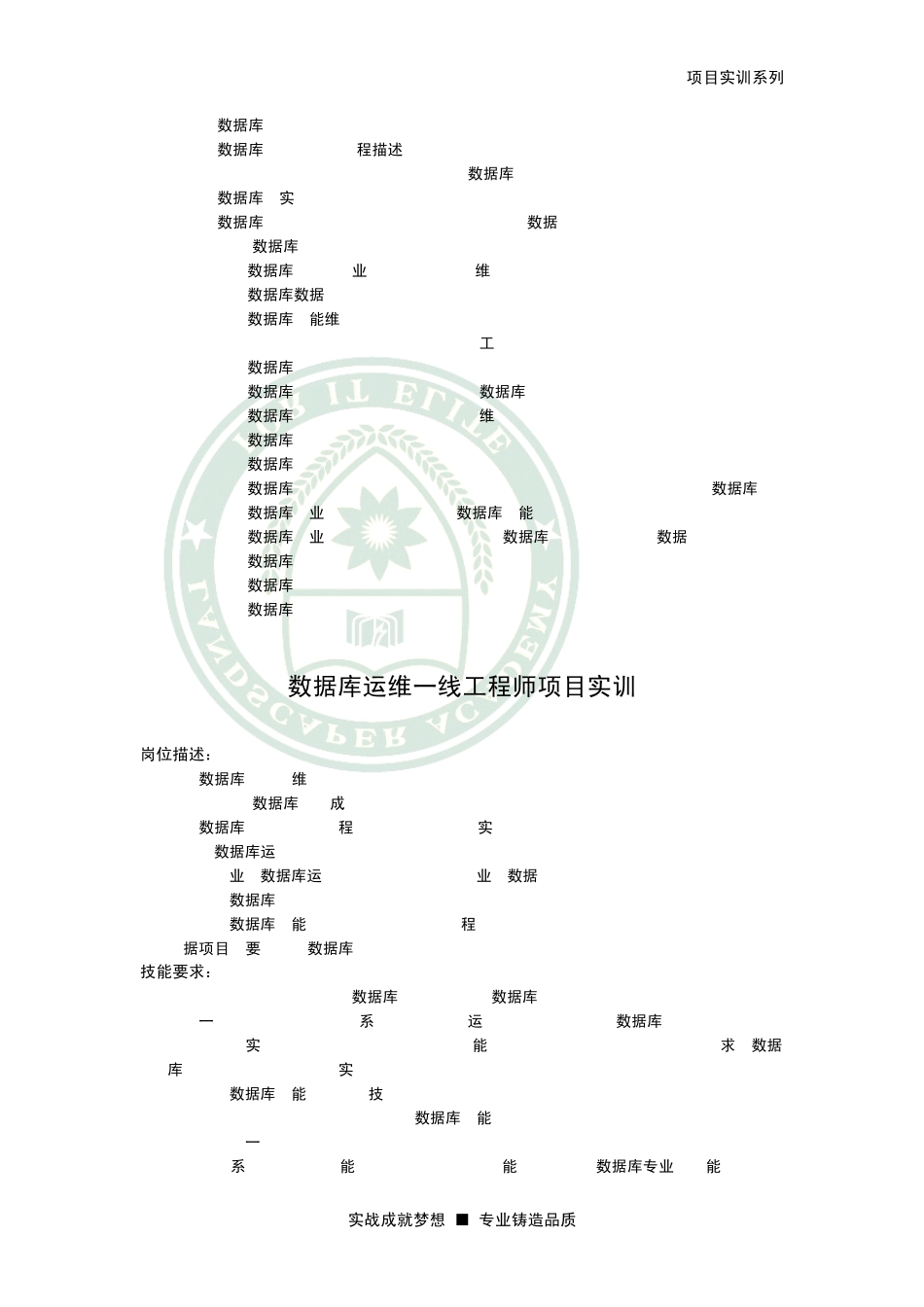 Oracle项目实训课程培训方案_第3页