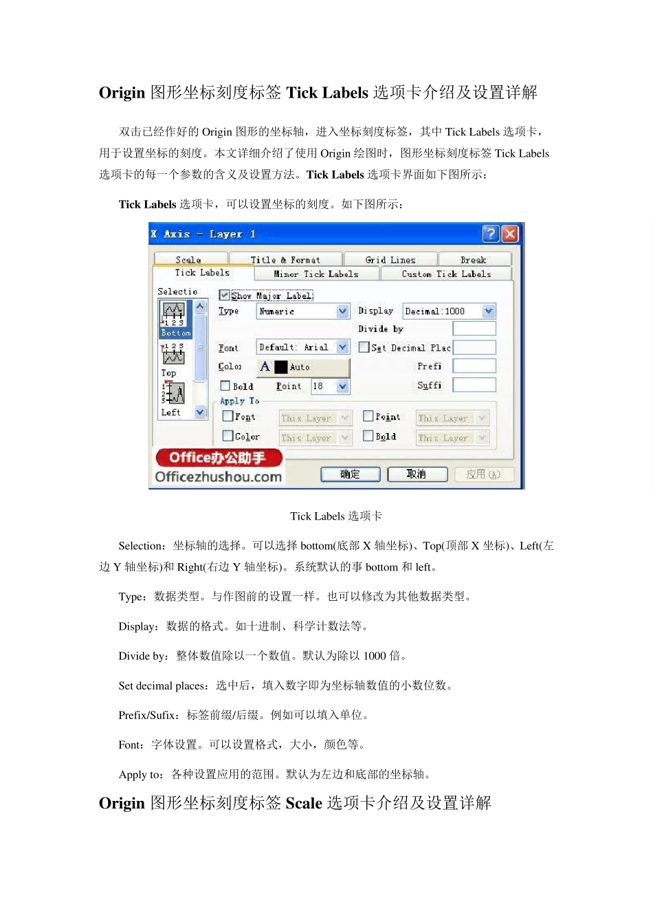 Origin图形坐标刻度选项卡介绍及设置详解_第1页
