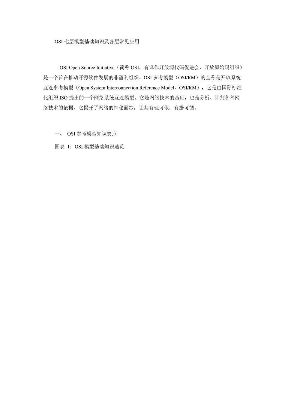 OSI七层模型基础知识及各层常见应用_第1页