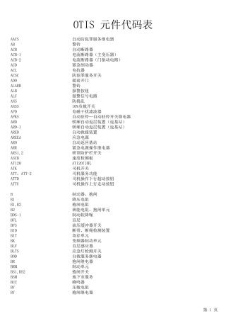 OTIS元件代码表
