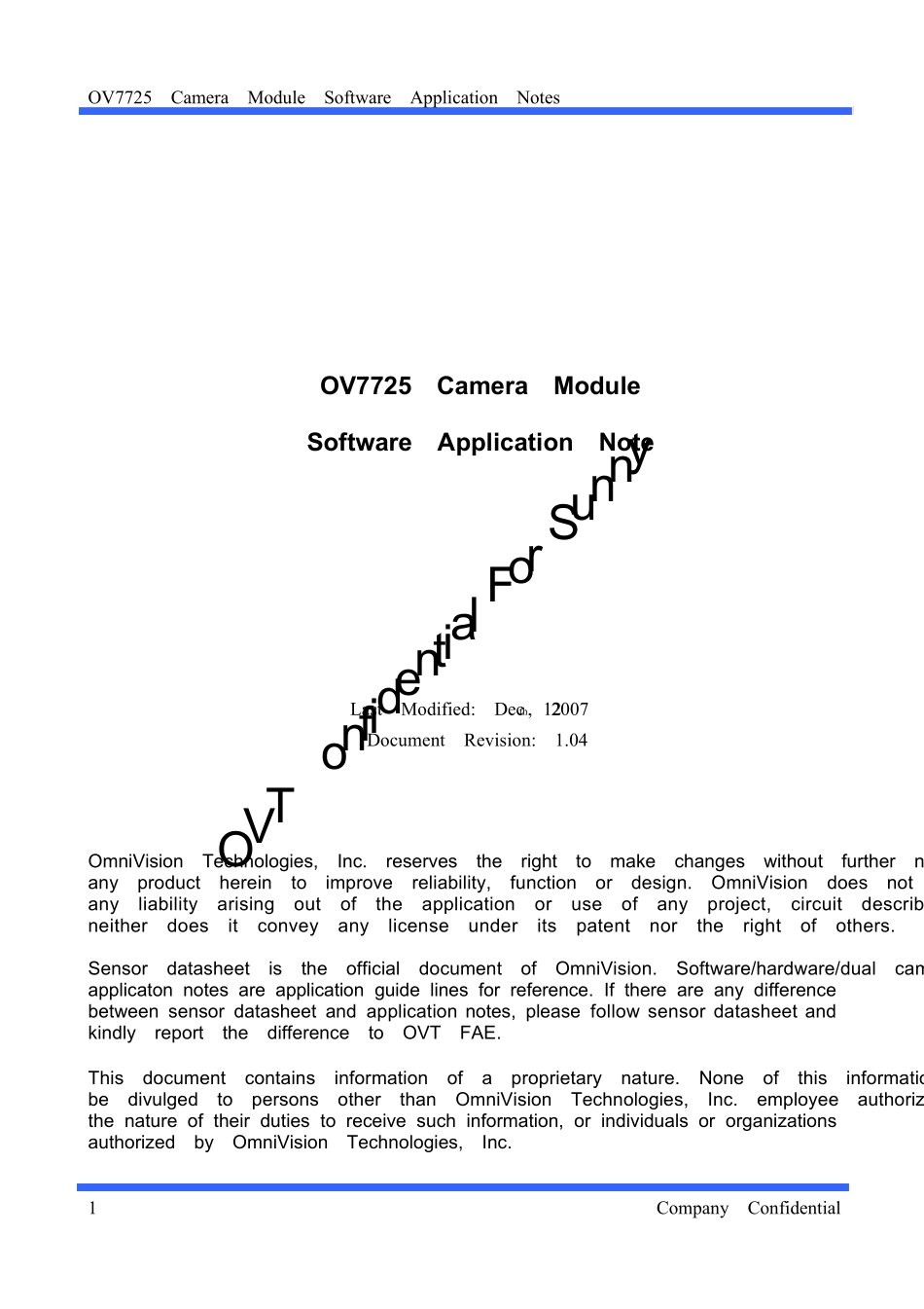 OV7725芯片应用笔记,完整说明,寄存器配置_第1页