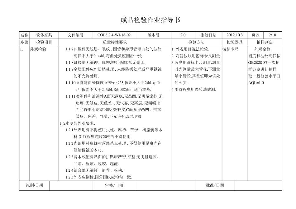 P8.2.4WI1802成品检验作业指导书(软体家具)_第2页