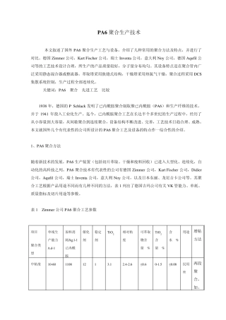 PA6聚合生产技术