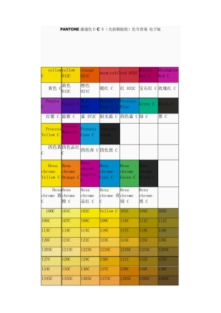 PANTONE潘通色卡C卡
