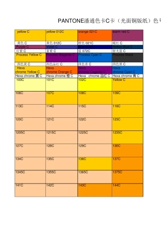 PANTONE潘通色卡C卡色号查询电子版