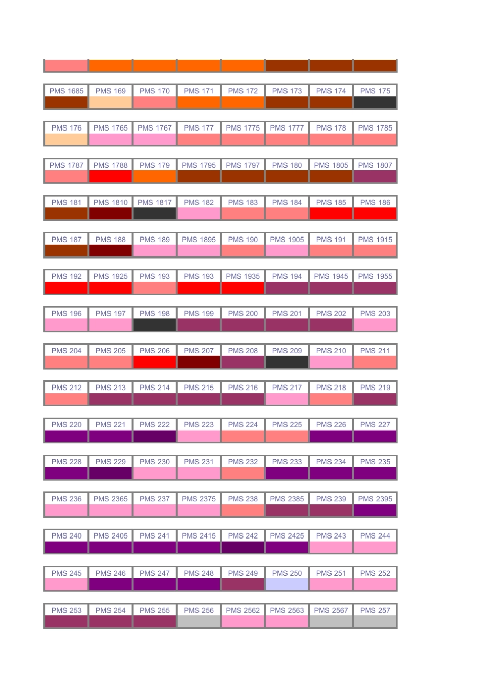 Pantone色卡图表作为印刷的PMS颜色_第2页